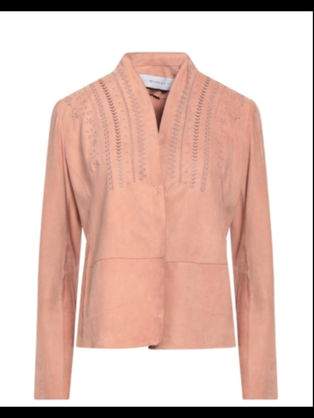 BULLY Women's Blush Pink Embroidered Suede LAMB LEATHER Jacket SIZE 48